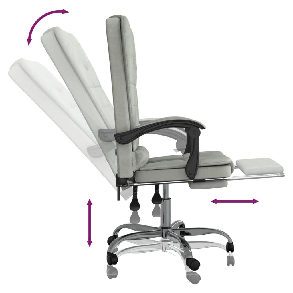 Atlošiama masažinė biuro kėdė, šviesiai pilkos spalvos, aksomas