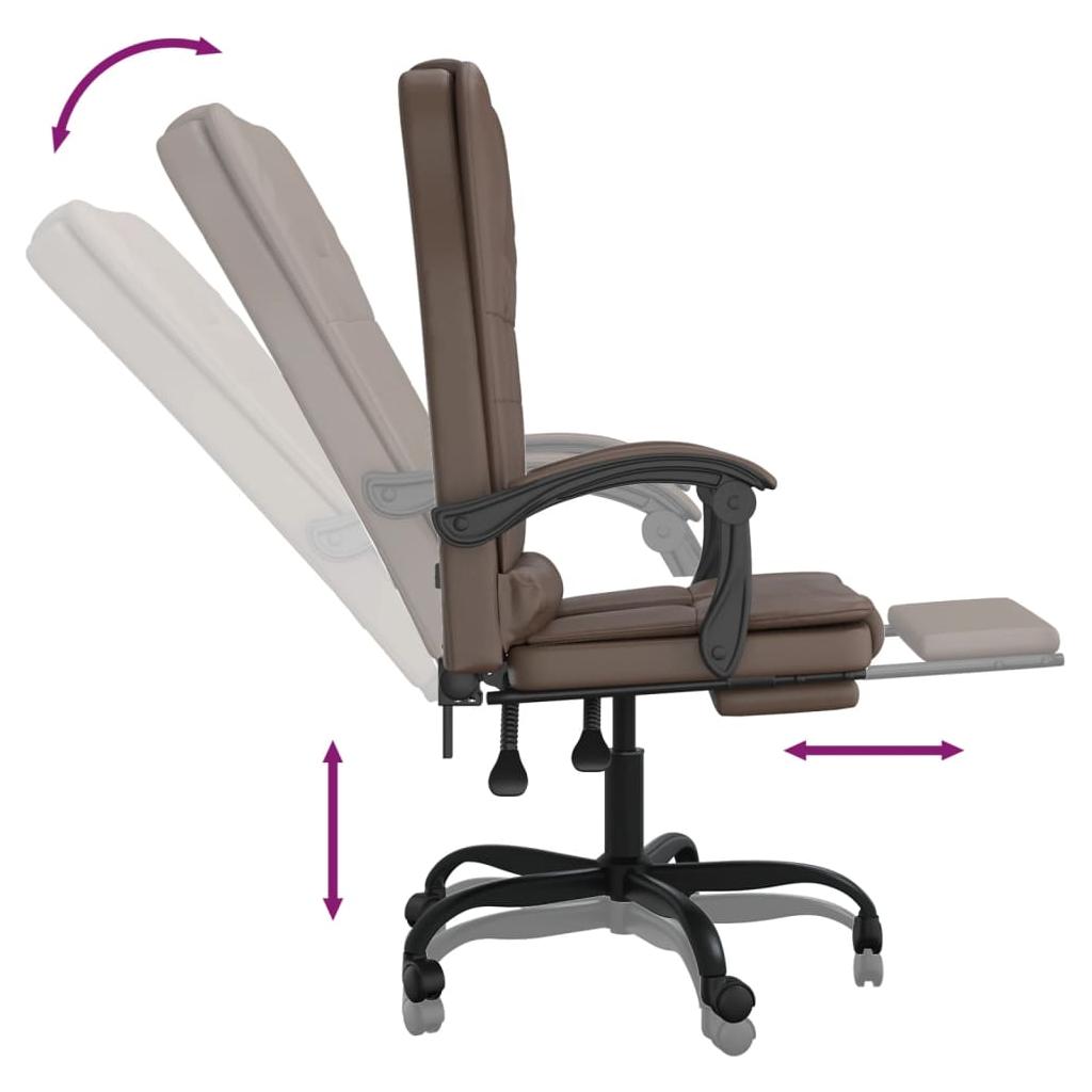 Atlošiama masažinė biuro kėdė, rudos spalvos, dirbtinė oda