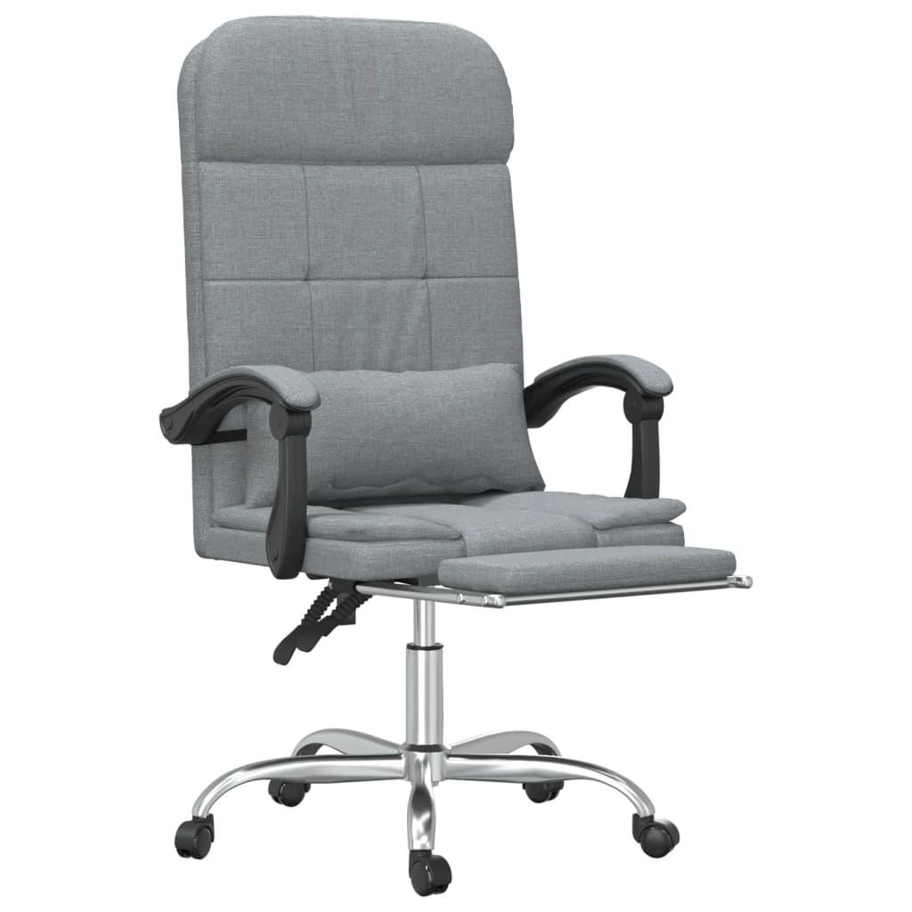 Atlošiama masažinė biuro kėdė su pakoja, šviesiai pilkos spalvos, audinys