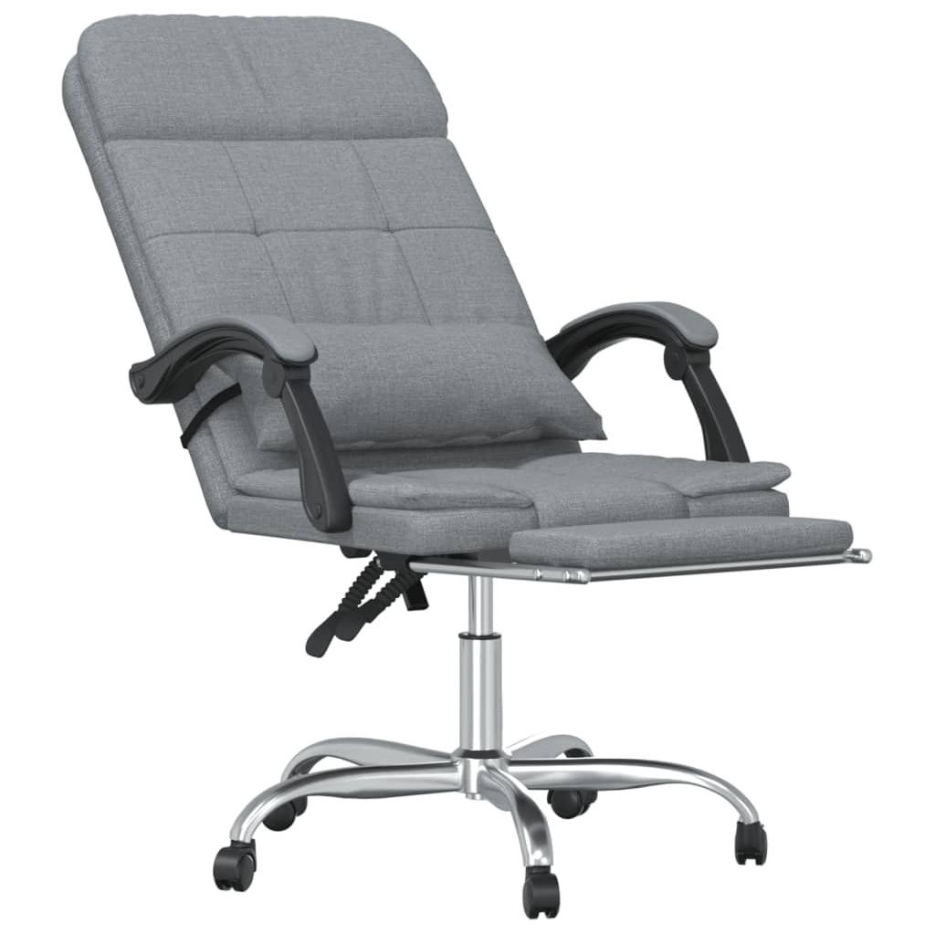 Atlošiama masažinė biuro kėdė su pakoja, šviesiai pilkos spalvos, audinys