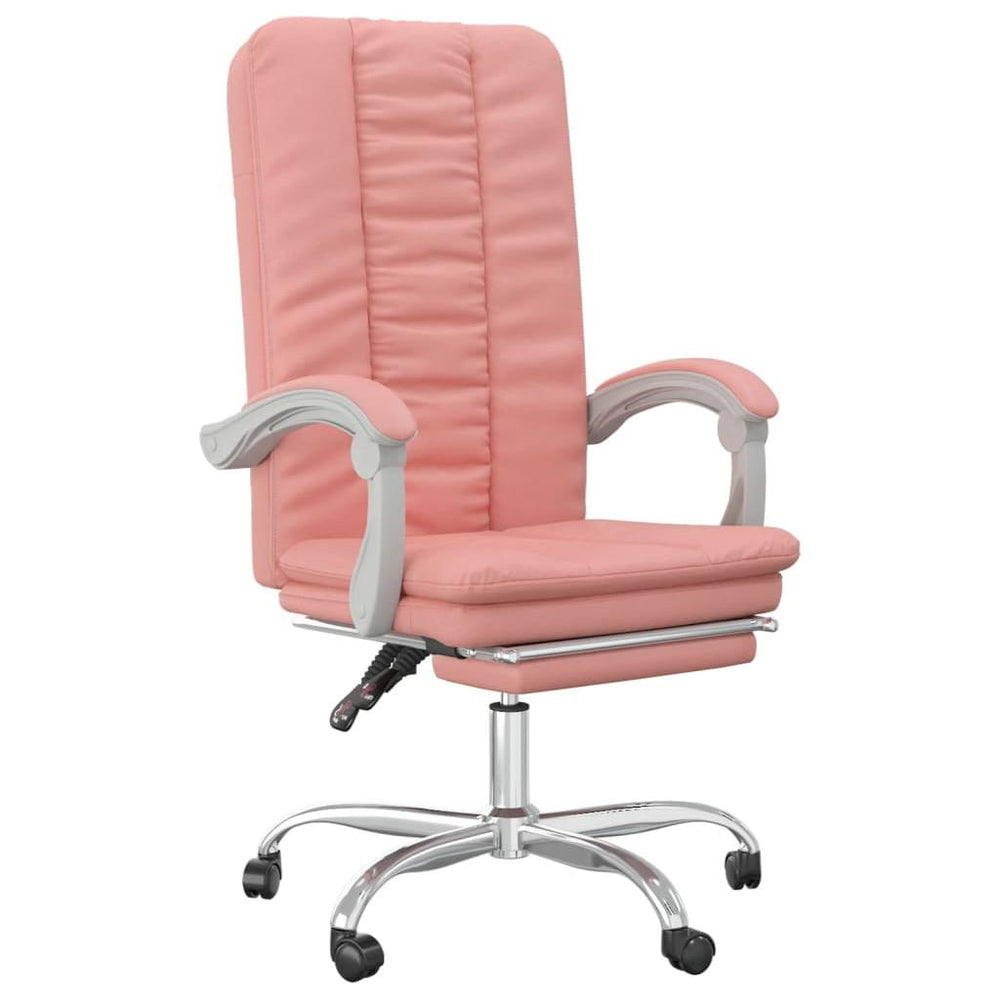 Atlošiama biuro kėdė su pakoja, rožinės spalvos, dirbtinė oda