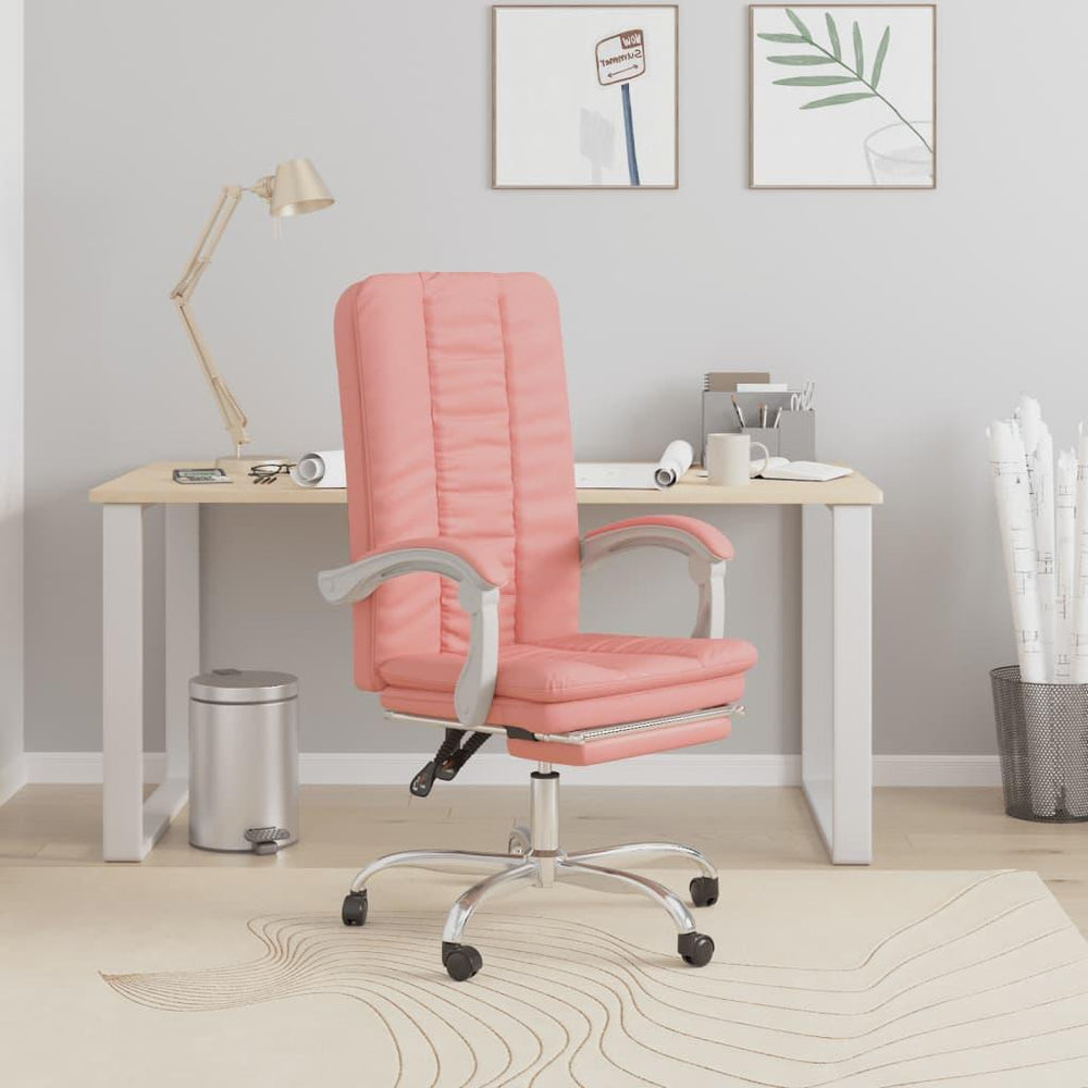 Atlošiama biuro kėdė su pakoja, rožinės spalvos, dirbtinė oda