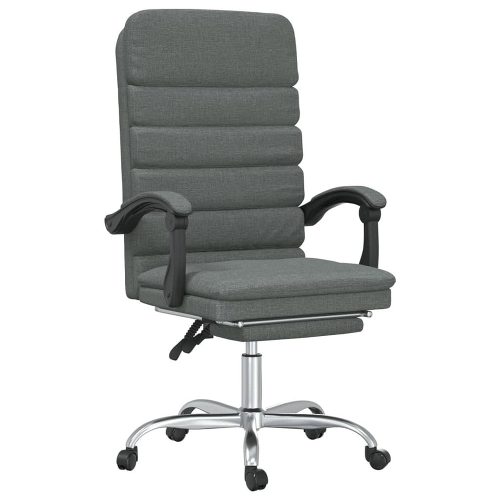 Atlošiama masažinė biuro kėdė su pakoja, tamsiai pilkos spalvos, audinys