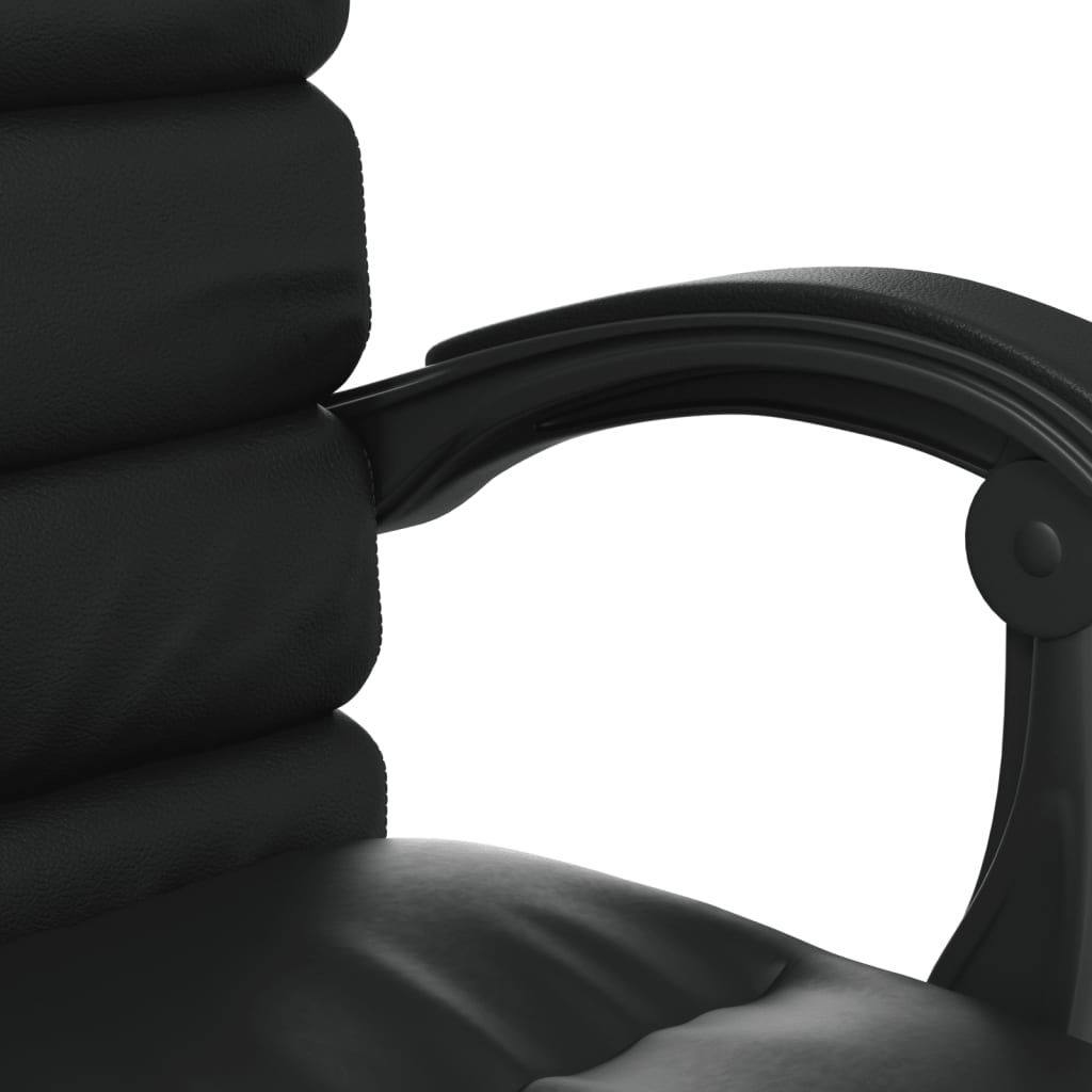 Atlošiama masažinė biuro kėdė su pakoja, juodos spalvos, dirbtinė oda