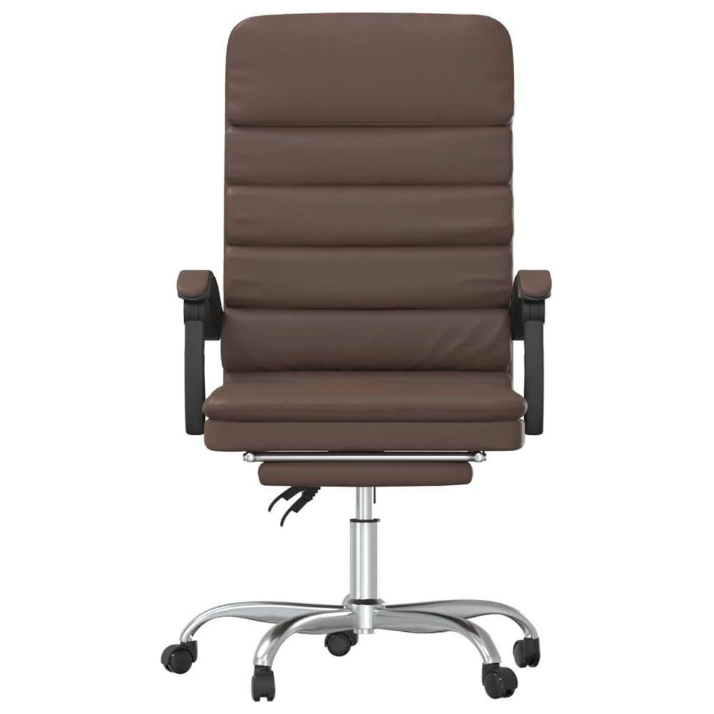 Atlošiama masažinė biuro kėdė su pakoja, rudos spalvos, dirbtinė oda