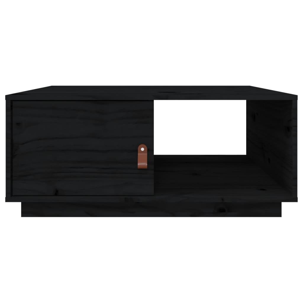 Kavos staliukas, juodas, 80x50x35,5cm, pušies medienos masyvas