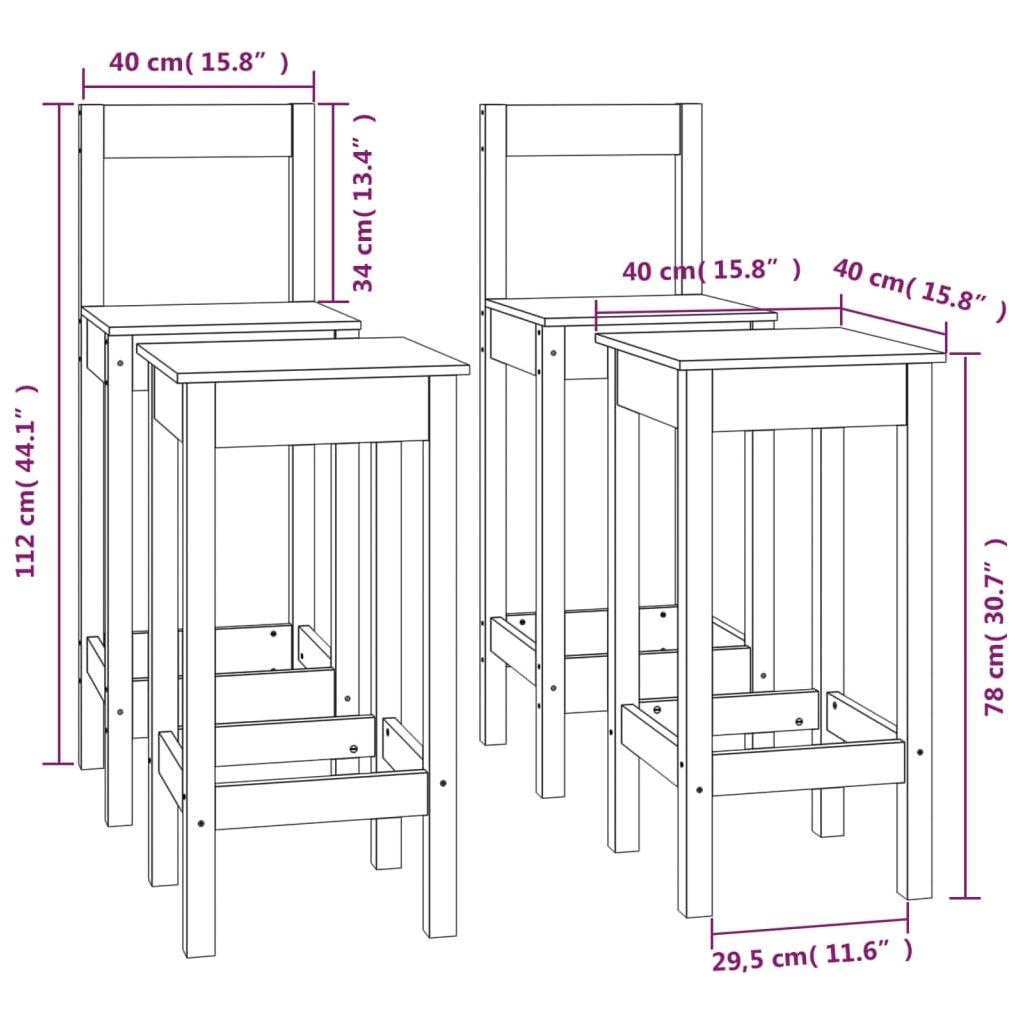 Baro kėdžių komplektas, 4vnt., pušies medienos masyvas