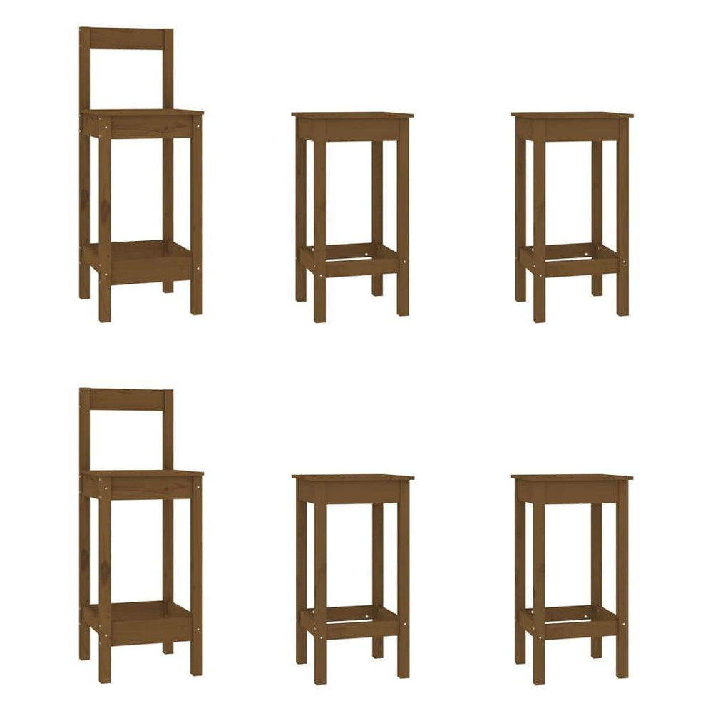 Baro kėdžių komplektas, 6vnt., medaus rudas, pušies masyvas