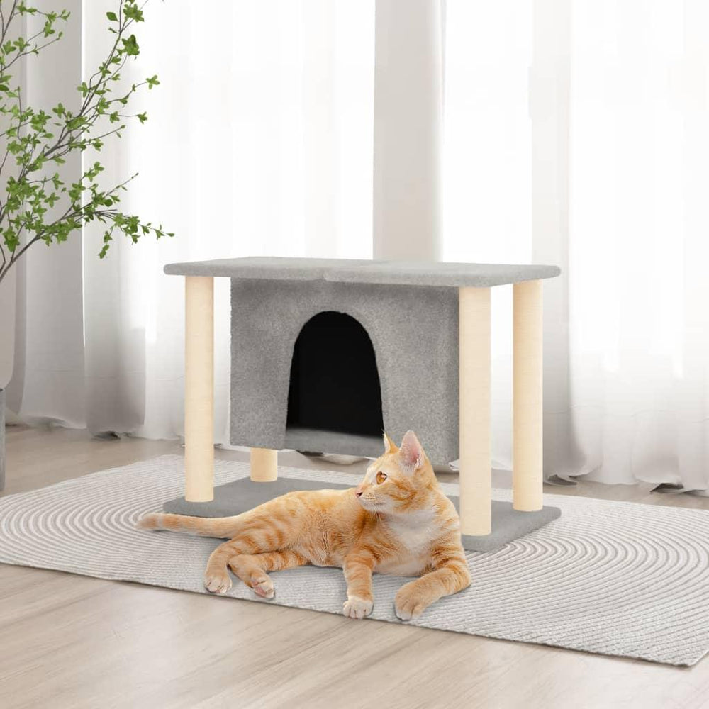 Draskyklė katėms su stovais iš sizalio, šviesiai pilka, 50cm