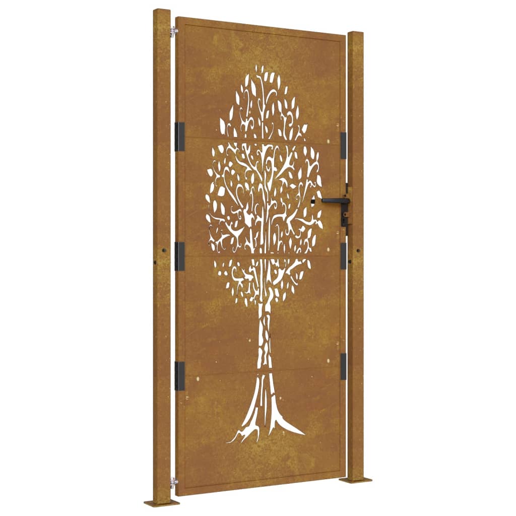 Sodo vartai, 105x180cm, corten plienas, medžio dizaino