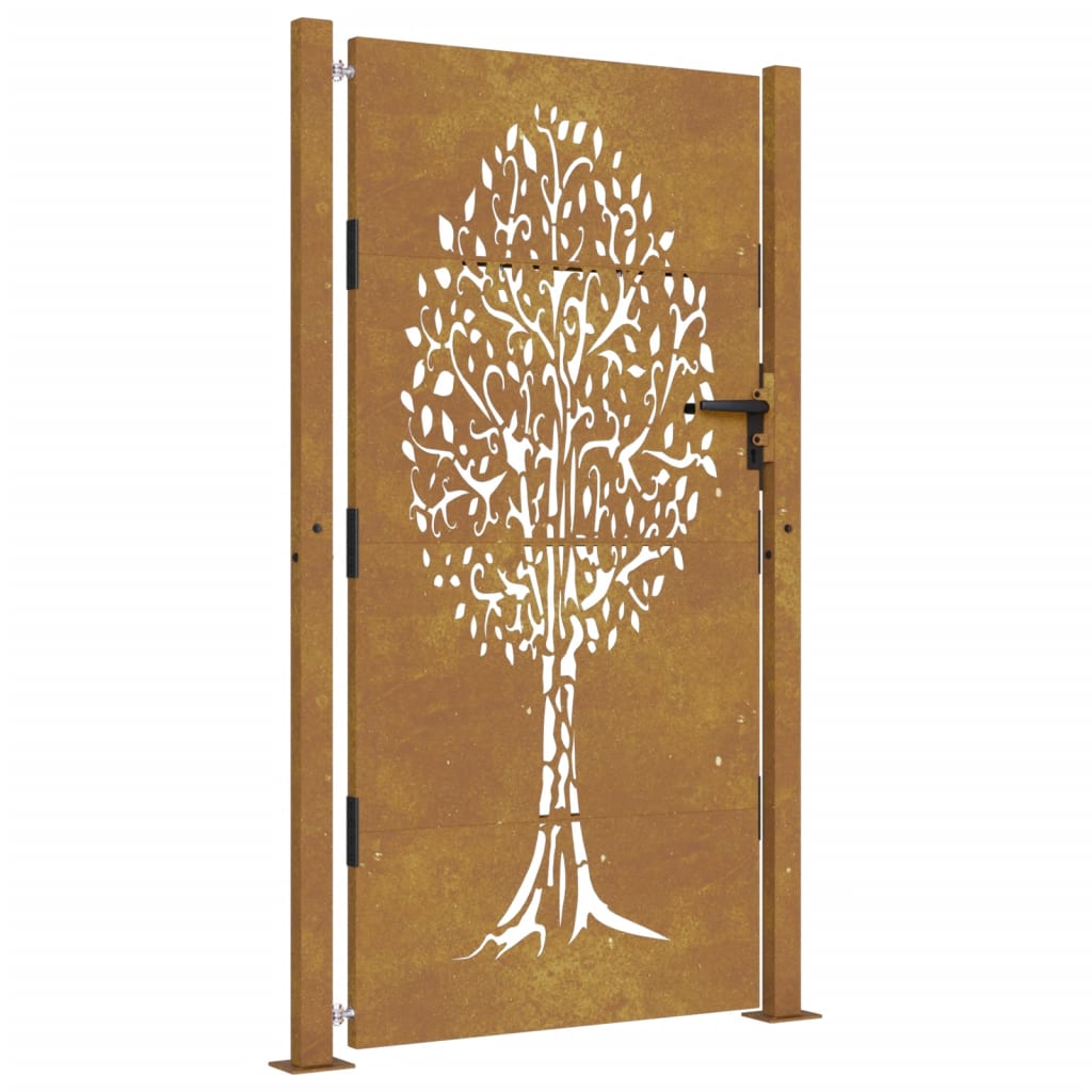 Sodo vartai, 105x180cm, corten plienas, medžio dizaino