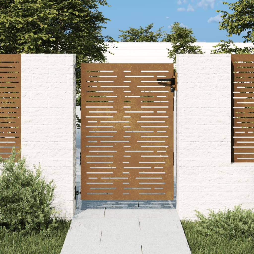 Sodo vartai, 85x150cm, corten plienas, kvadratų dizaino