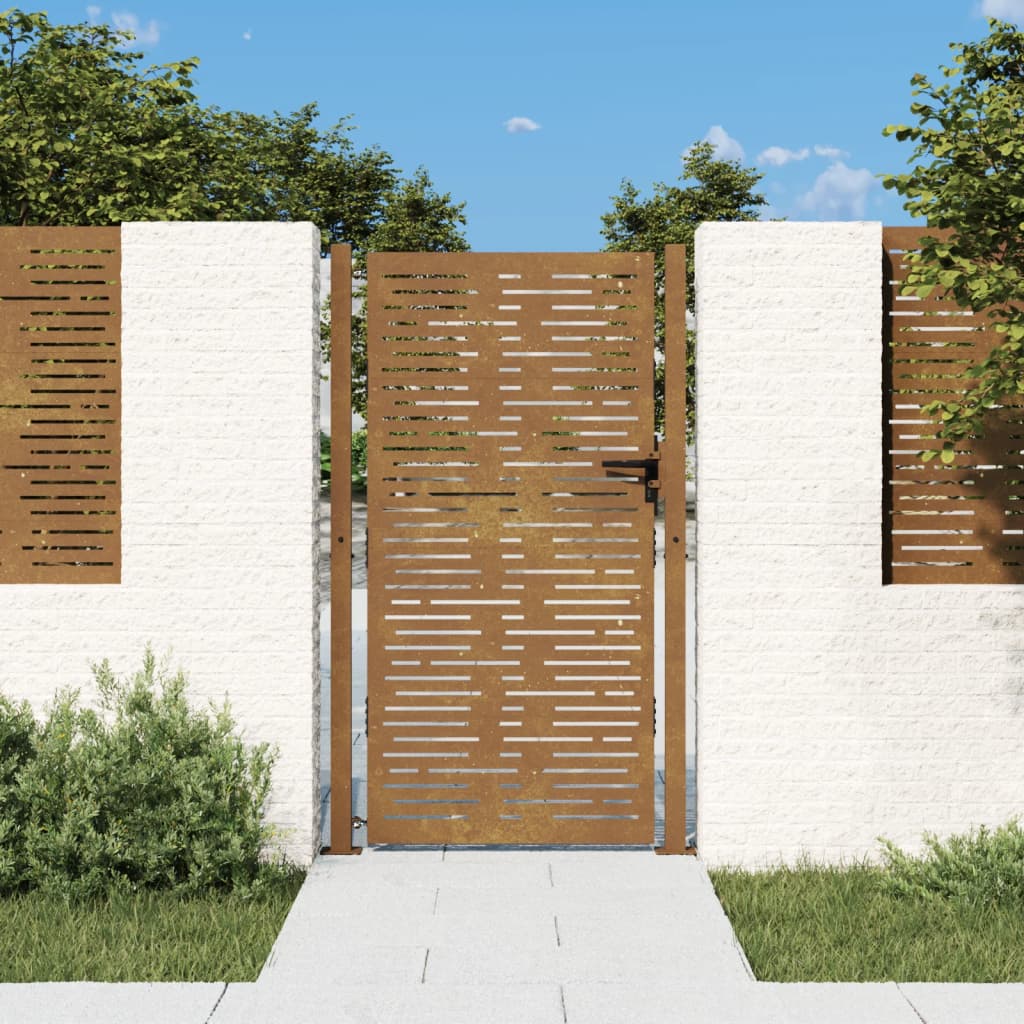 Sodo vartai, 105x180cm, corten plienas, kvadratų dizaino