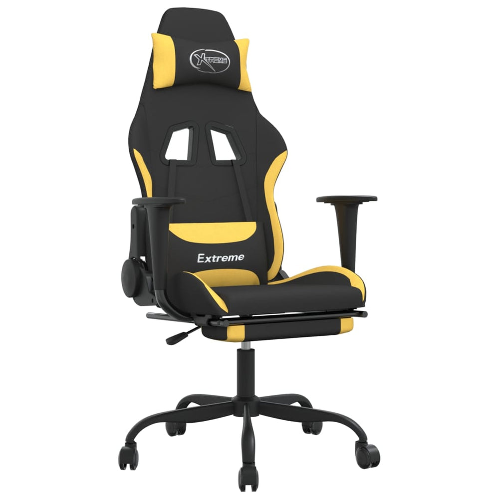 Žaidimų kėdė su pakoja, juodos ir geltonos spalvos, audinys (314372)
