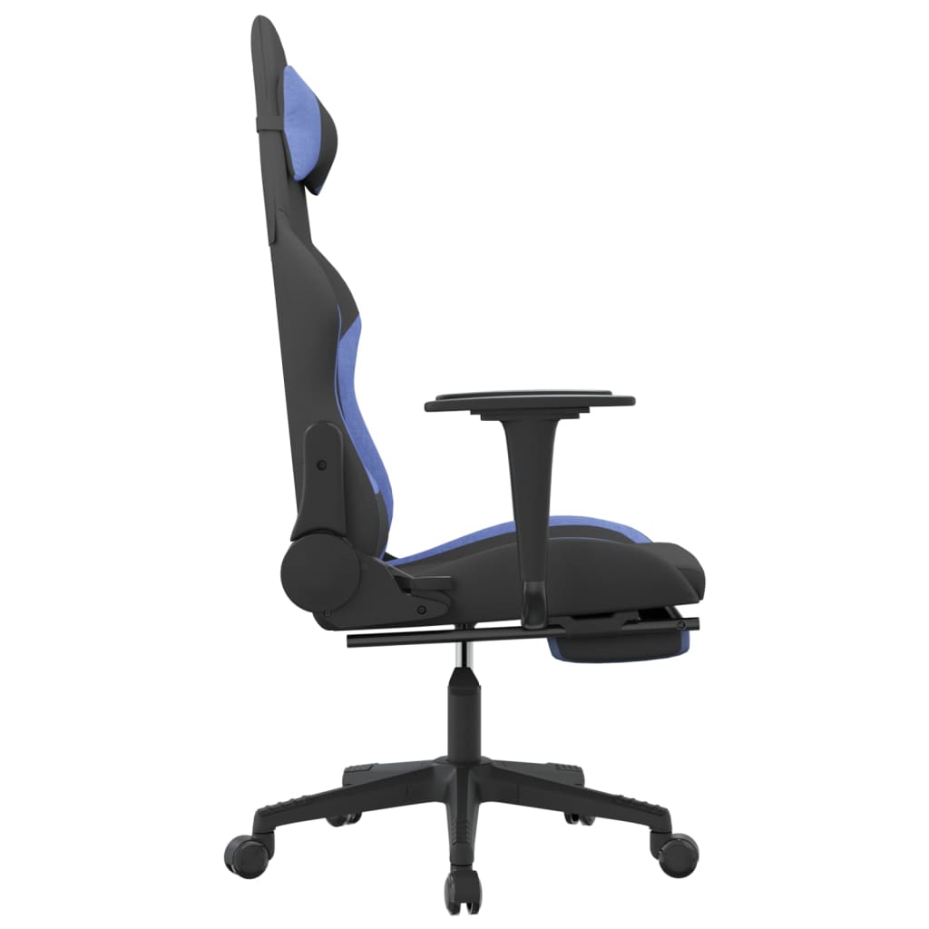 Žaidimų kėdė su pakoja, juodos ir mėlynos spalvos, audinys (314374)