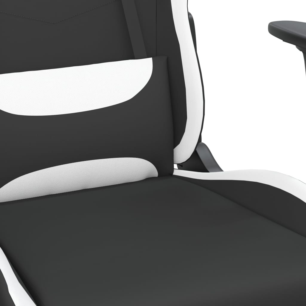Žaidimų kėdė su pakoja, juodos ir baltos spalvos, audinys (314375)