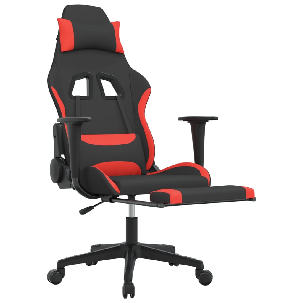 Žaidimų kėdė su pakoja, juodos ir raudonos spalvos, audinys (314375)
