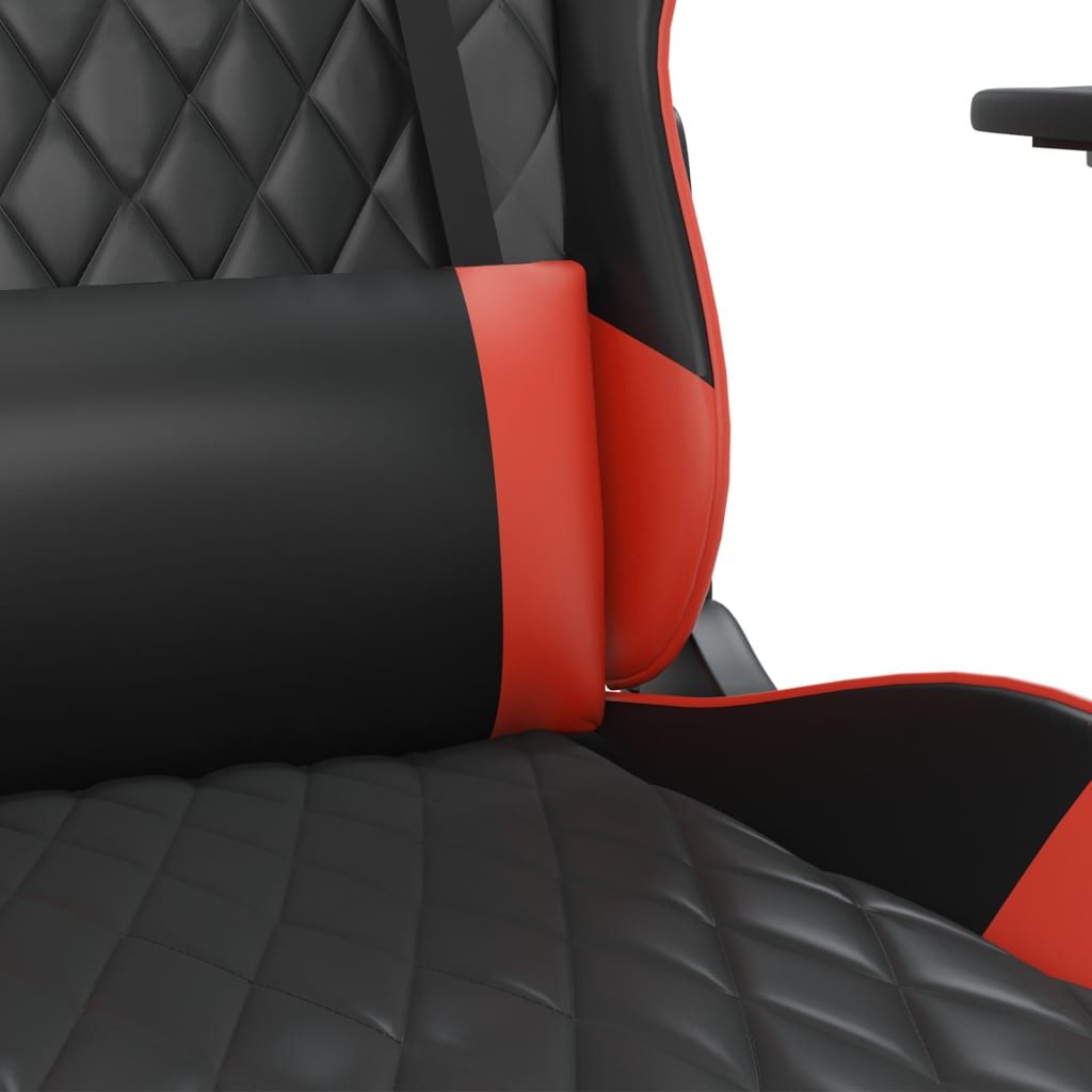Žaidimų kėdė su pakoja, juoda ir raudona, dirbtinė oda (314376)