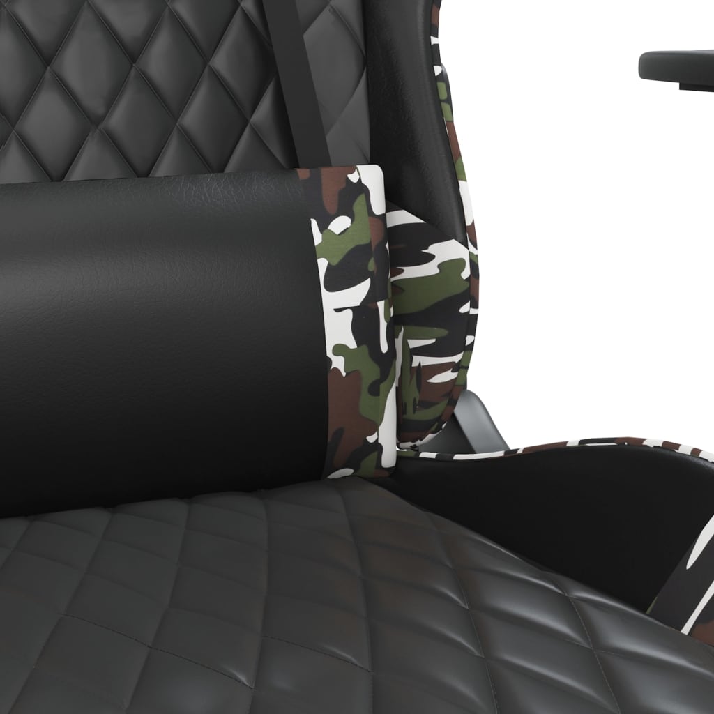 Žaidimų kėdė su pakoja, juoda ir kamufliažinė, dirbtinė oda (314377)