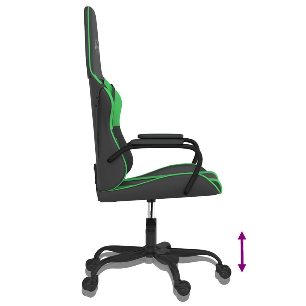 Žaidimų kėdė, juodos ir žalios spalvos, dirbtinė oda (314377)