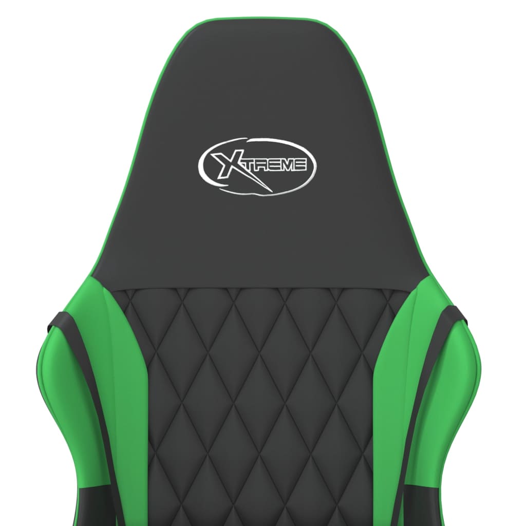 Žaidimų kėdė, juodos ir žalios spalvos, dirbtinė oda (314377)