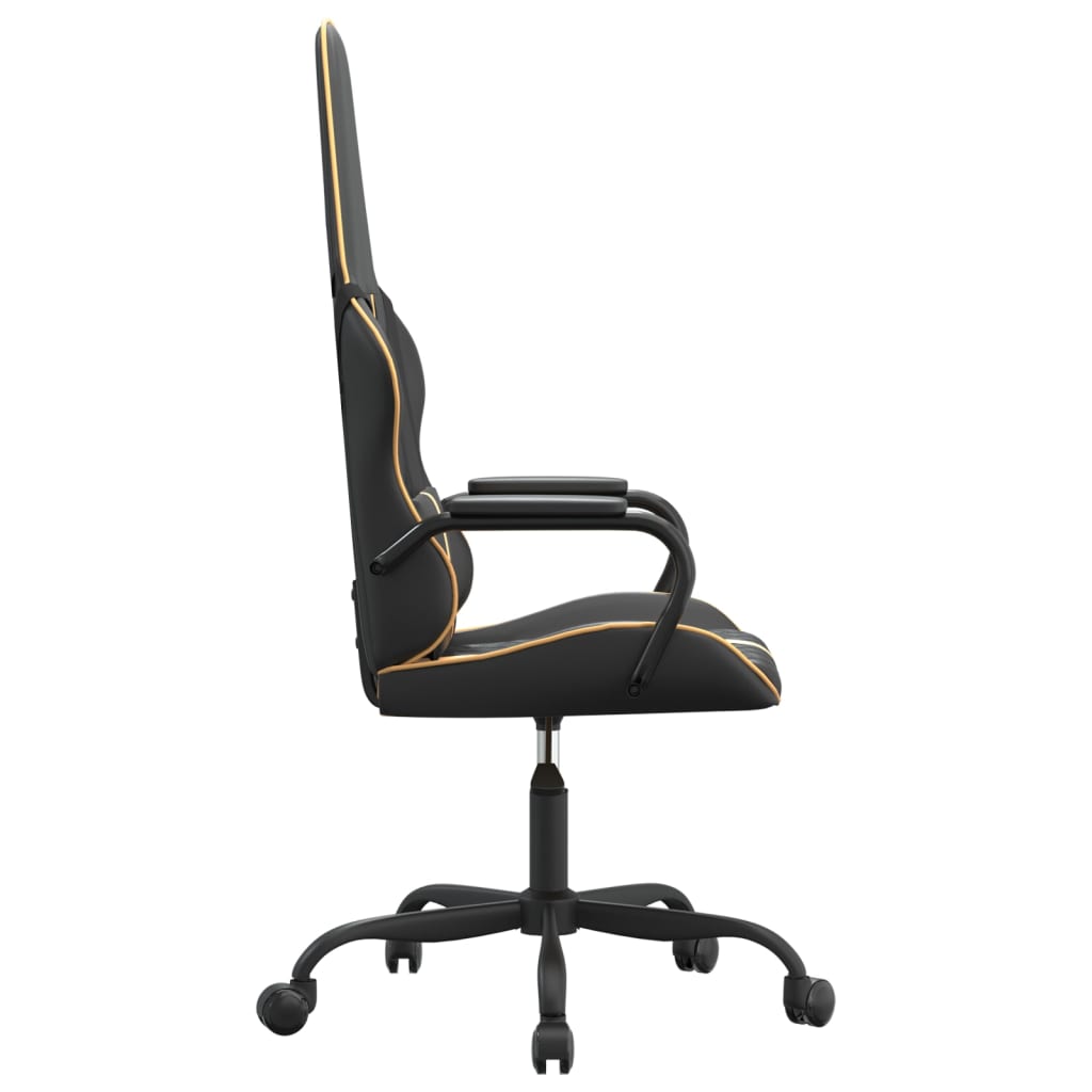 Žaidimų kėdė, juodos ir auksinės spalvos, dirbtinė oda (314378)