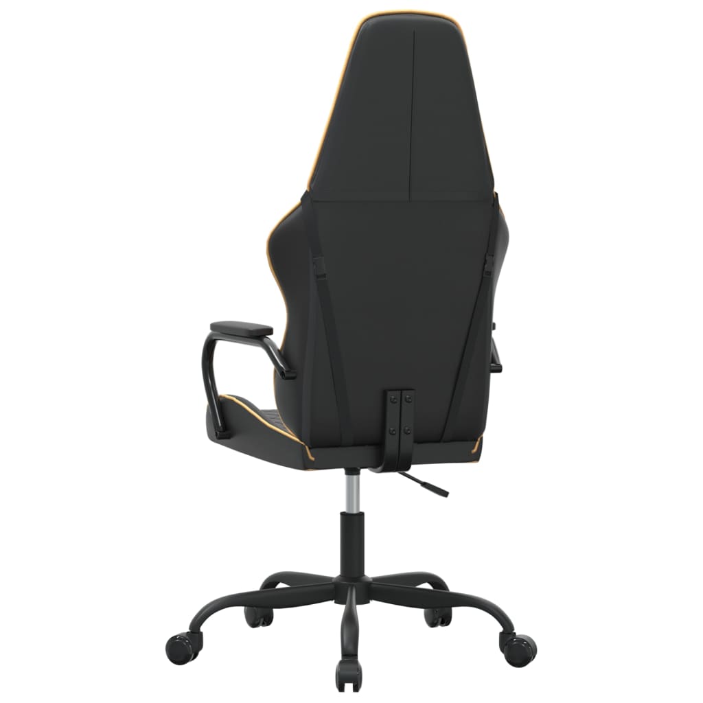 Žaidimų kėdė, juodos ir auksinės spalvos, dirbtinė oda (314378)