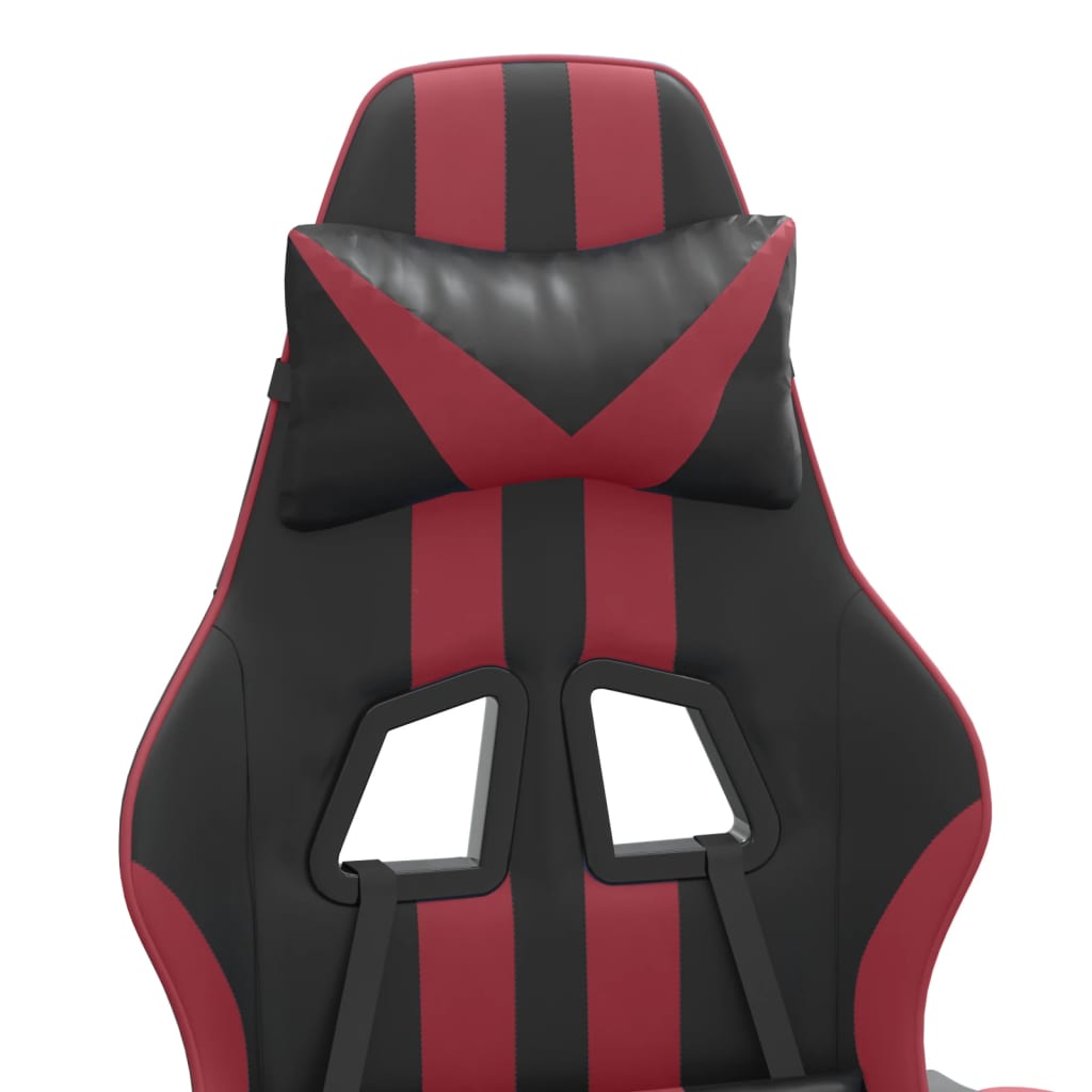 Žaidimų kėdė su pakoja, juoda ir raudonojo vyno, dirbtinė oda