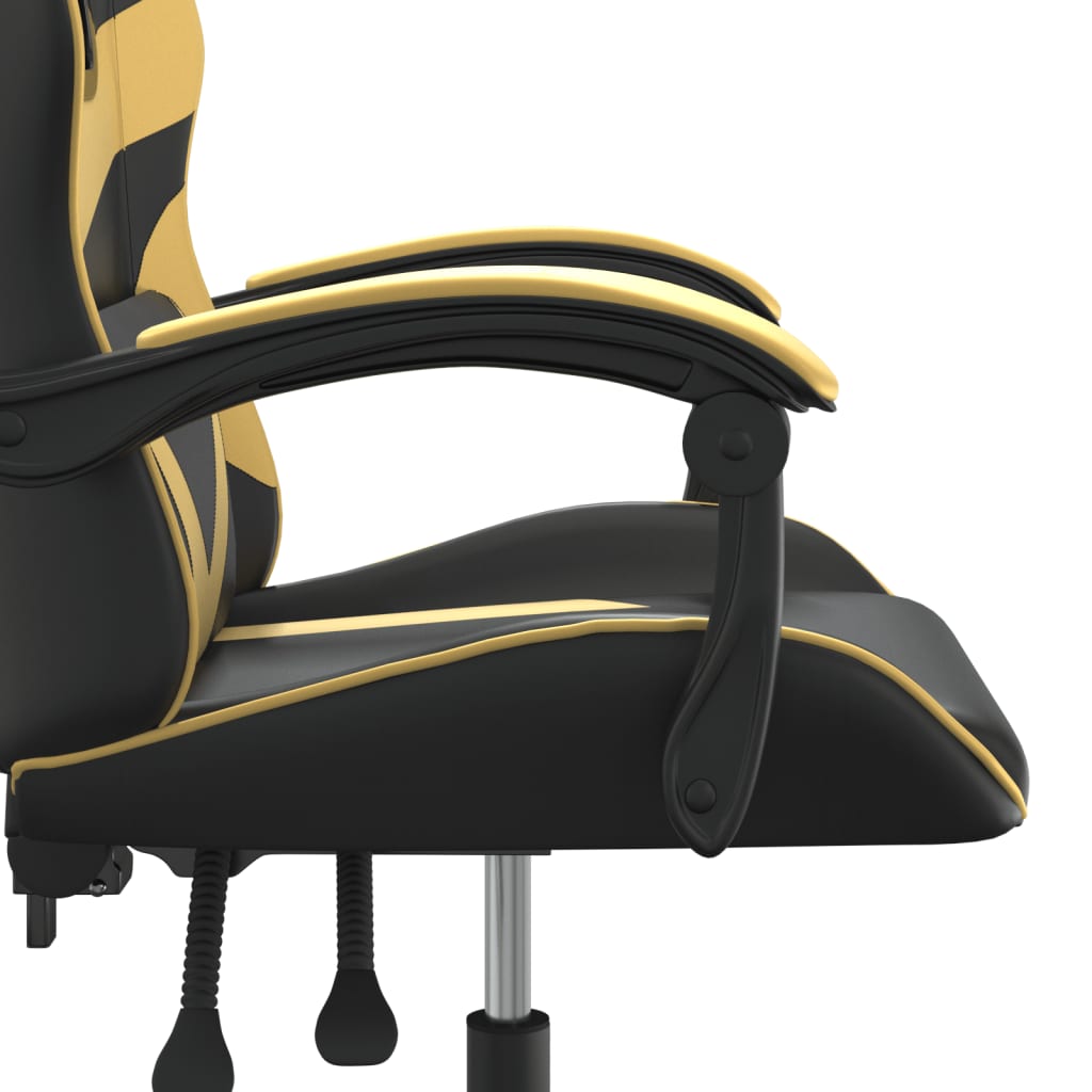 Žaidimų kėdė, juodos ir auksinės spalvos, dirbtinė oda (314384)