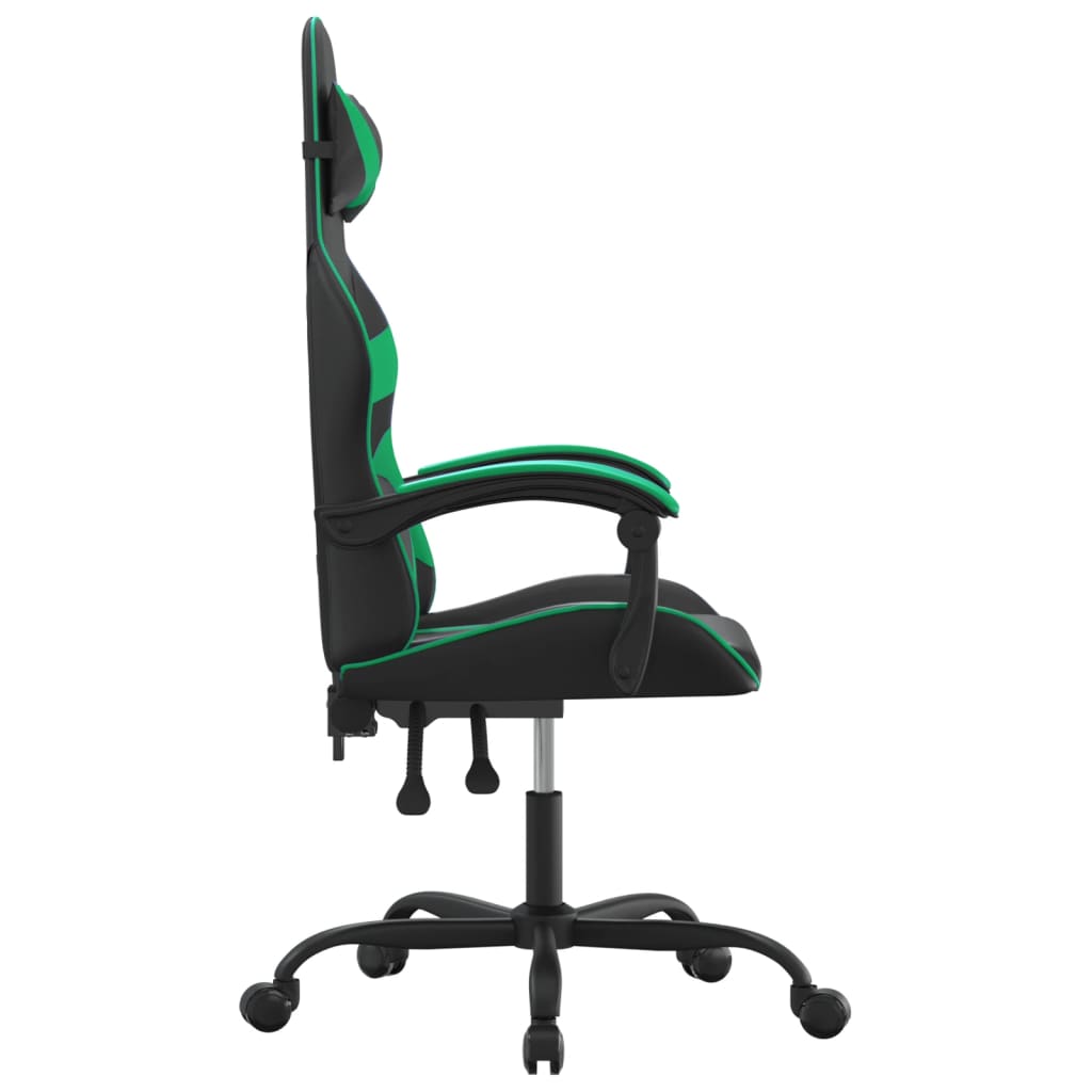 Žaidimų kėdė, juodos ir žalios spalvos, dirbtinė oda (314384)