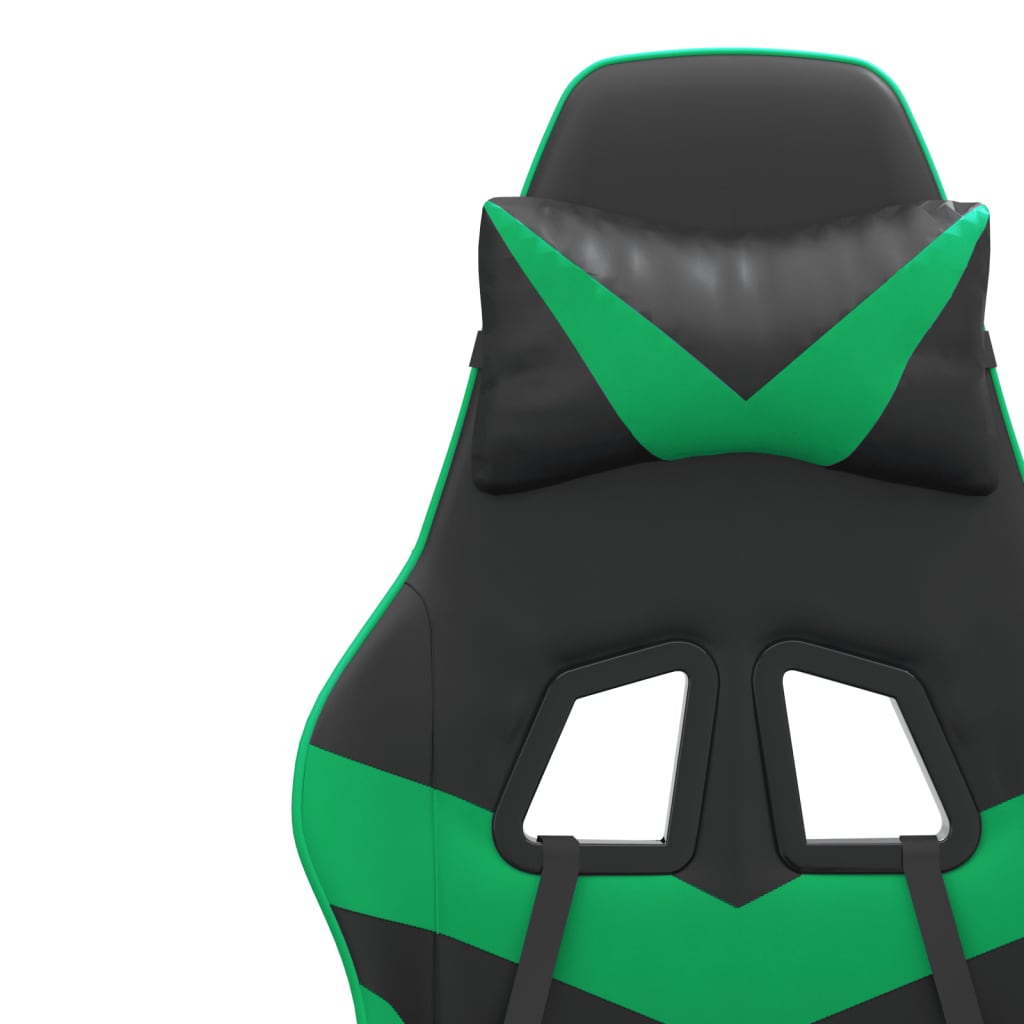 Žaidimų kėdė, juodos ir žalios spalvos, dirbtinė oda (314384)