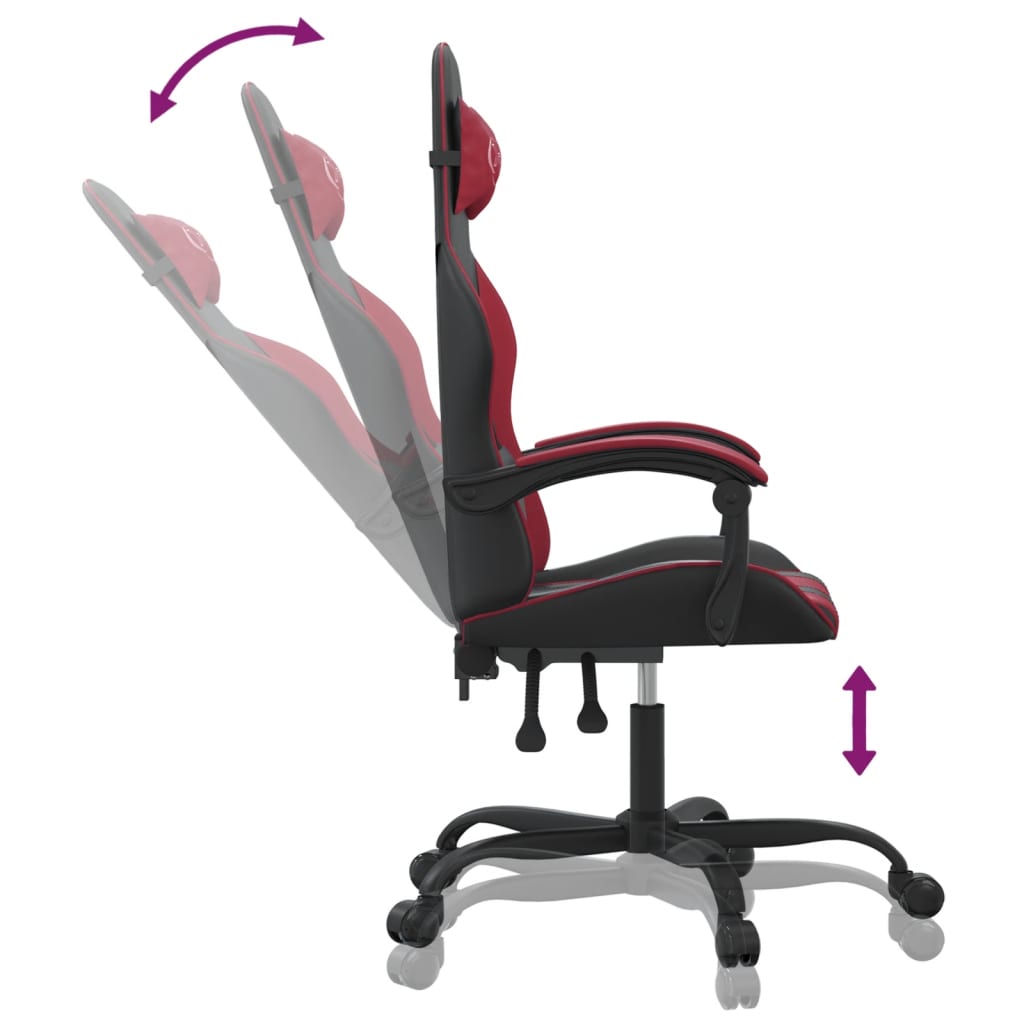 Žaidimų kėdė, juodos ir raudonojo vyno spalvos, dirbtinė oda (314389)