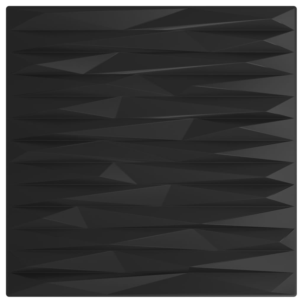 Sienų plokštės, 48vnt., juodos, 50x50cm, EPS, 12m²