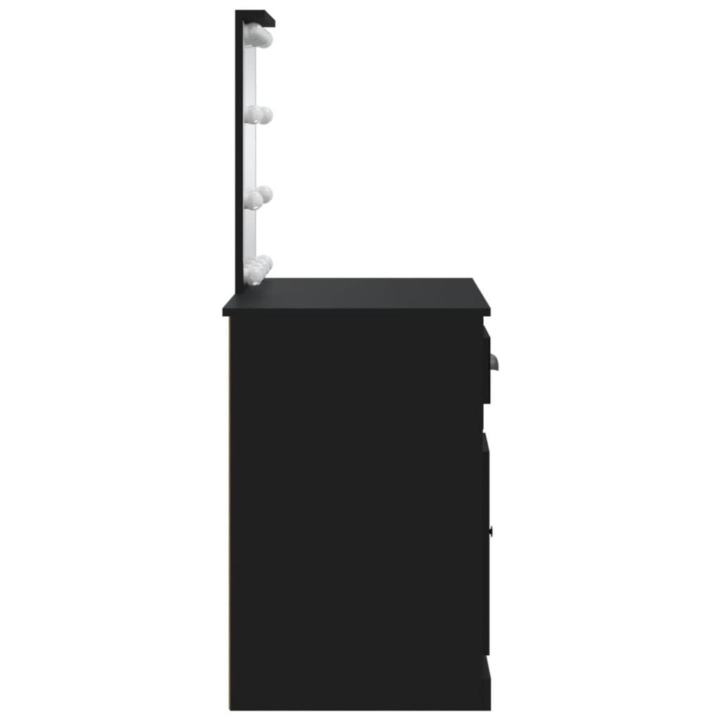 Kosmetinis staliukas su LED lemputėmis, juodas, 90x42x132,5cm