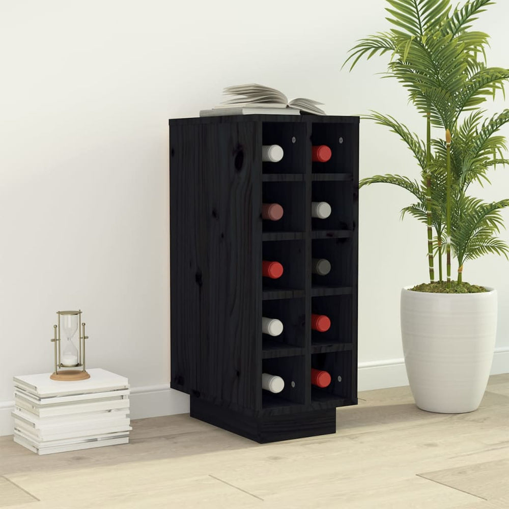 Vyno spintelė, juoda, 23x34x61cm, pušies medienos masyvas