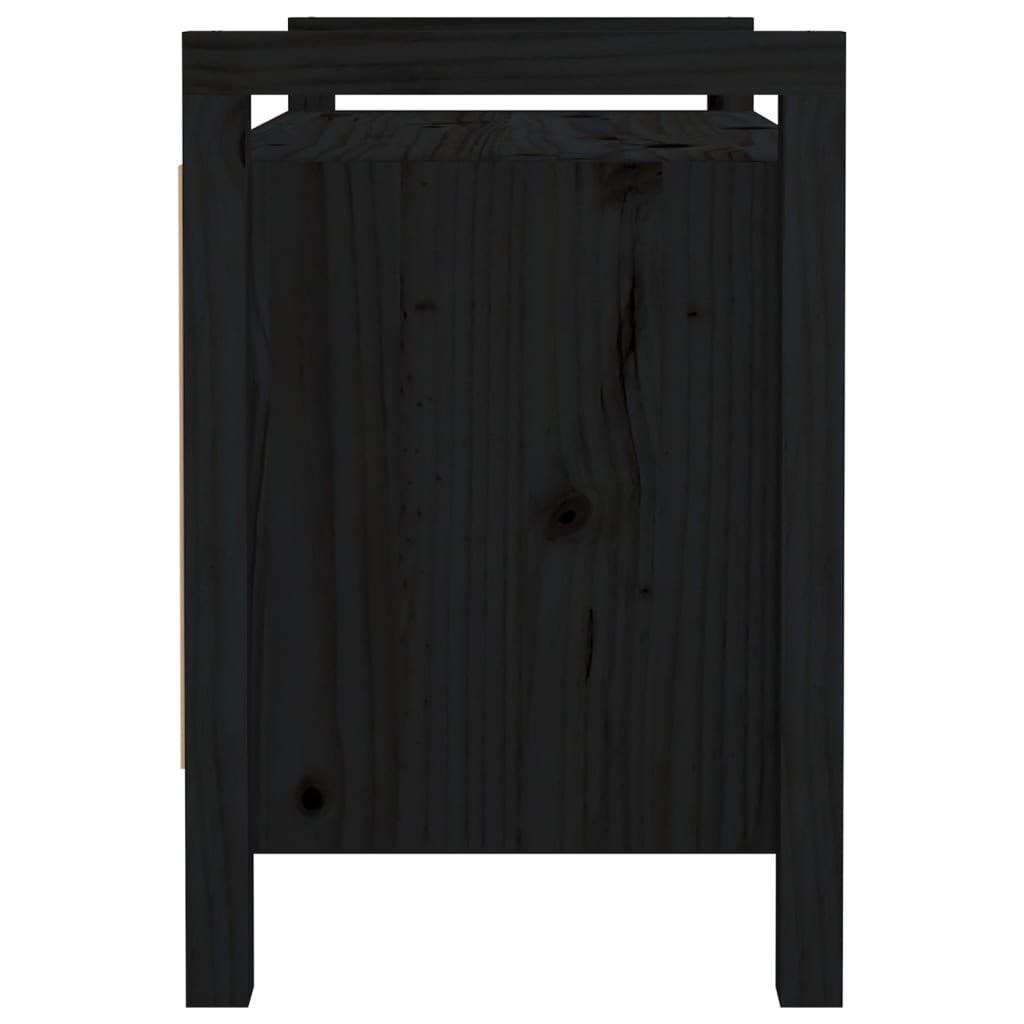 Koridoriaus suoliukas, juodas, 80x40x60cm, pušies masyvas