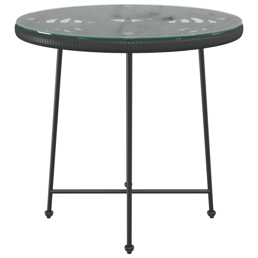 Valgomojo stalas, juodas, 80cm, grūdintas stiklas ir plienas