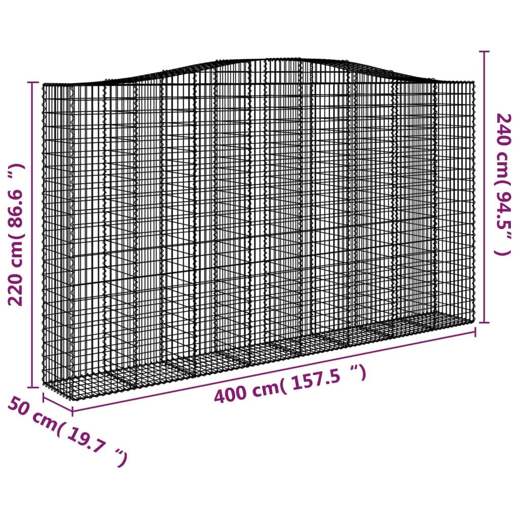 Išlenkti gabiono krepšiai, 10vnt., 400x50x220/240cm, geležis