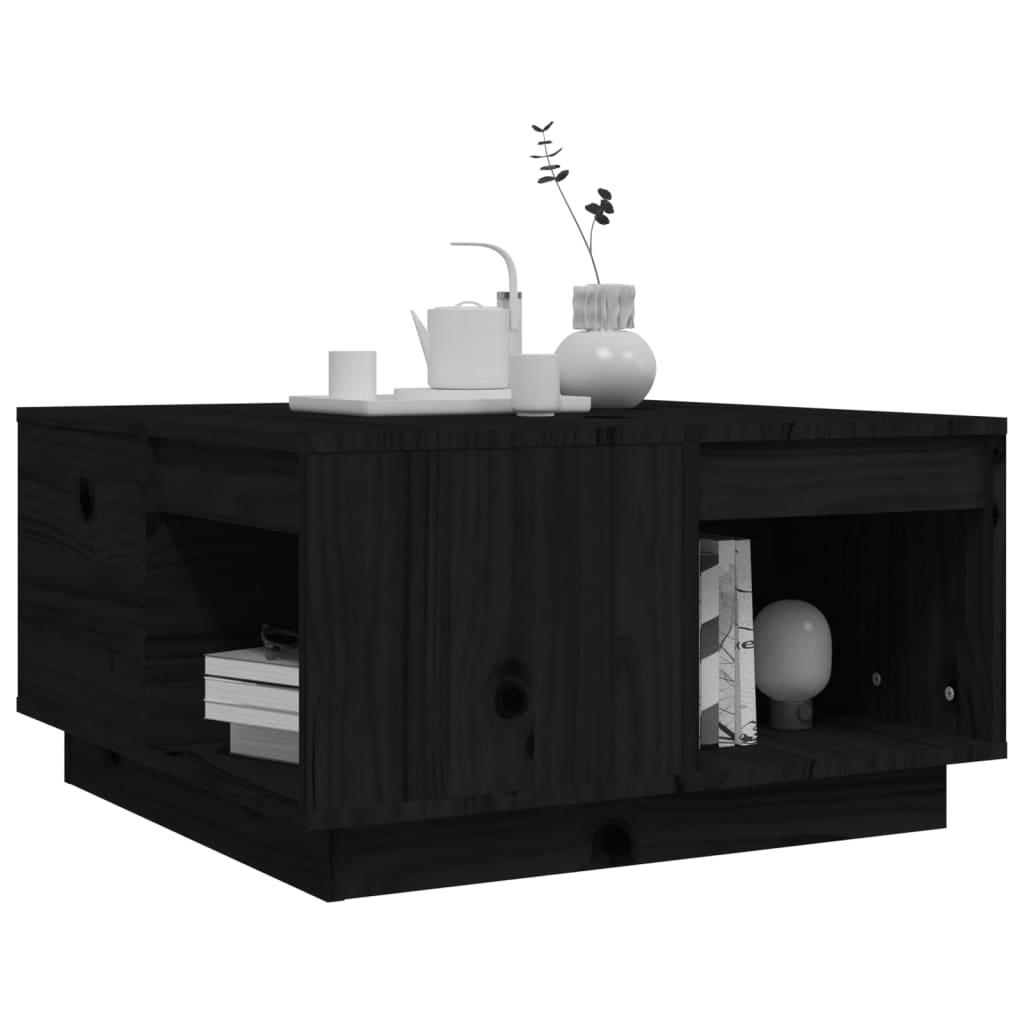 Kavos staliukas, juodas, 60x61x32,5cm, pušies medienos masyvas