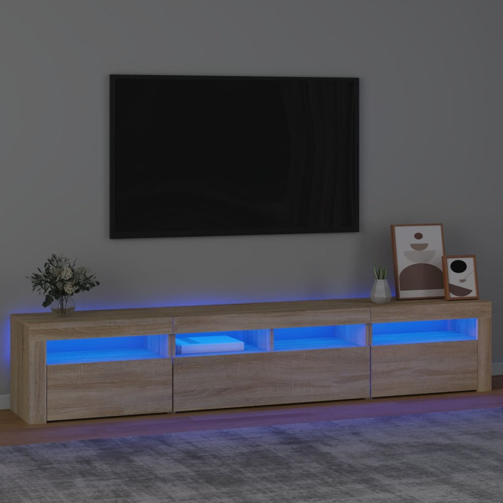 Televizoriaus spintelė su LED apšvietimu, ąžuolo, 210x35x40cm