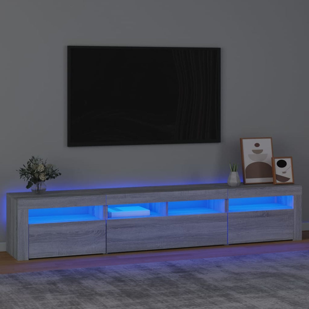 Televizoriaus spintelė su LED, pilka ąžuolo, 210x35x40cm