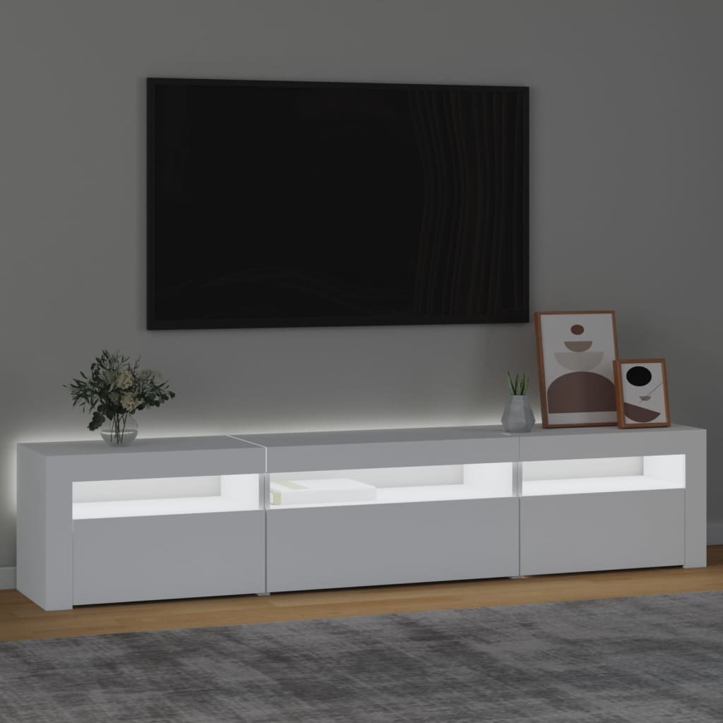 Televizoriaus spintelė su LED apšvietimu, balta, 195x35x40cm