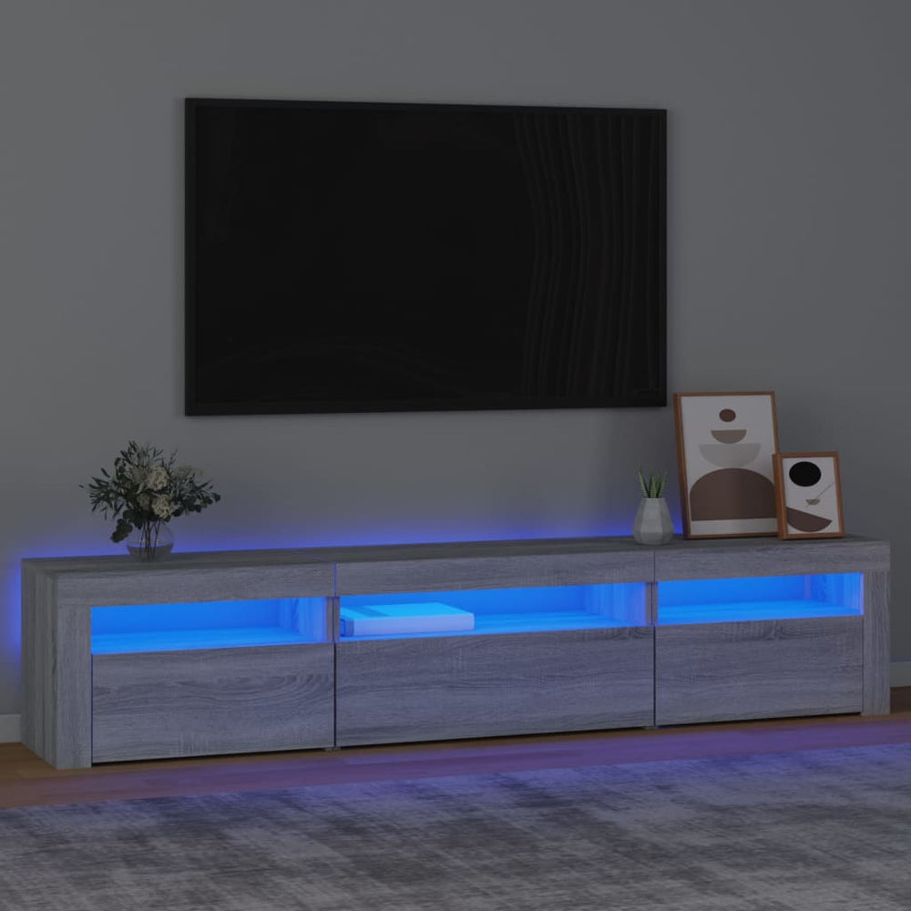 Televizoriaus spintelė su LED, pilka ąžuolo, 195x35x40cm