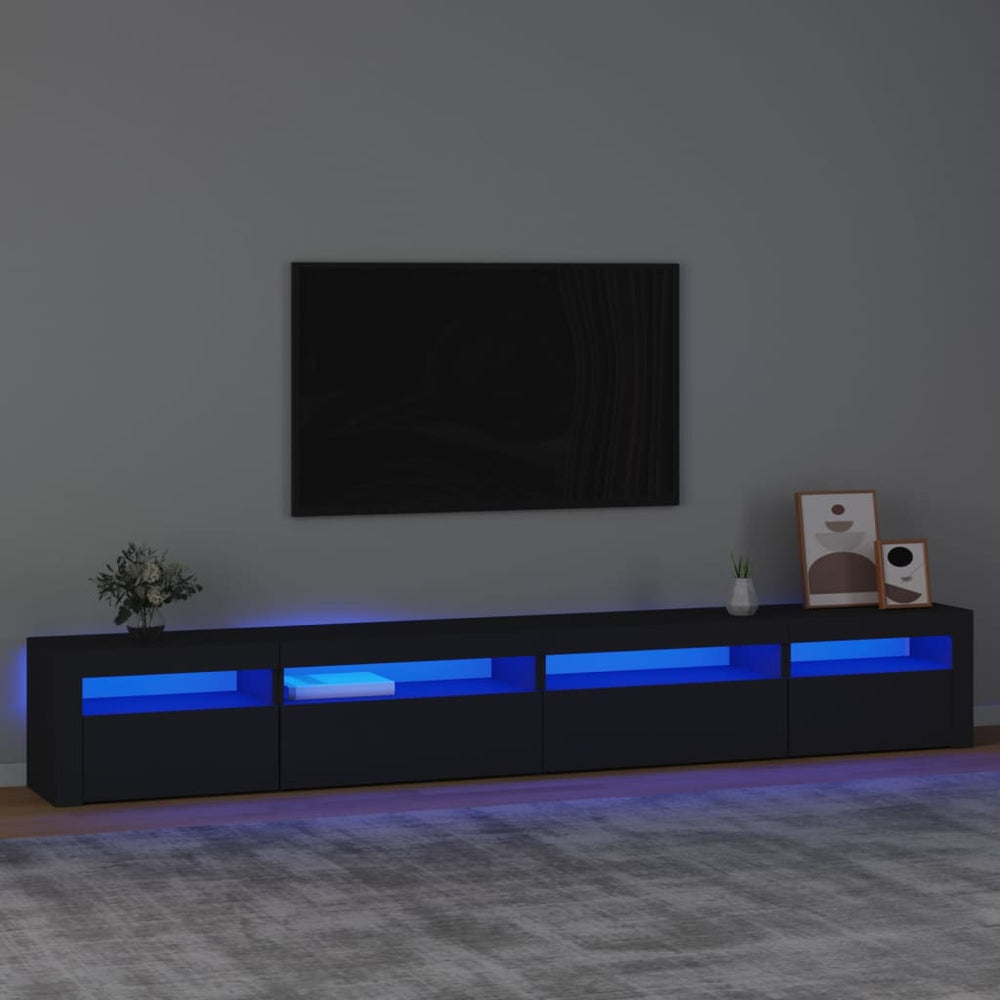 Televizoriaus spintelė su LED apšvietimu, juoda, 270x35x40cm