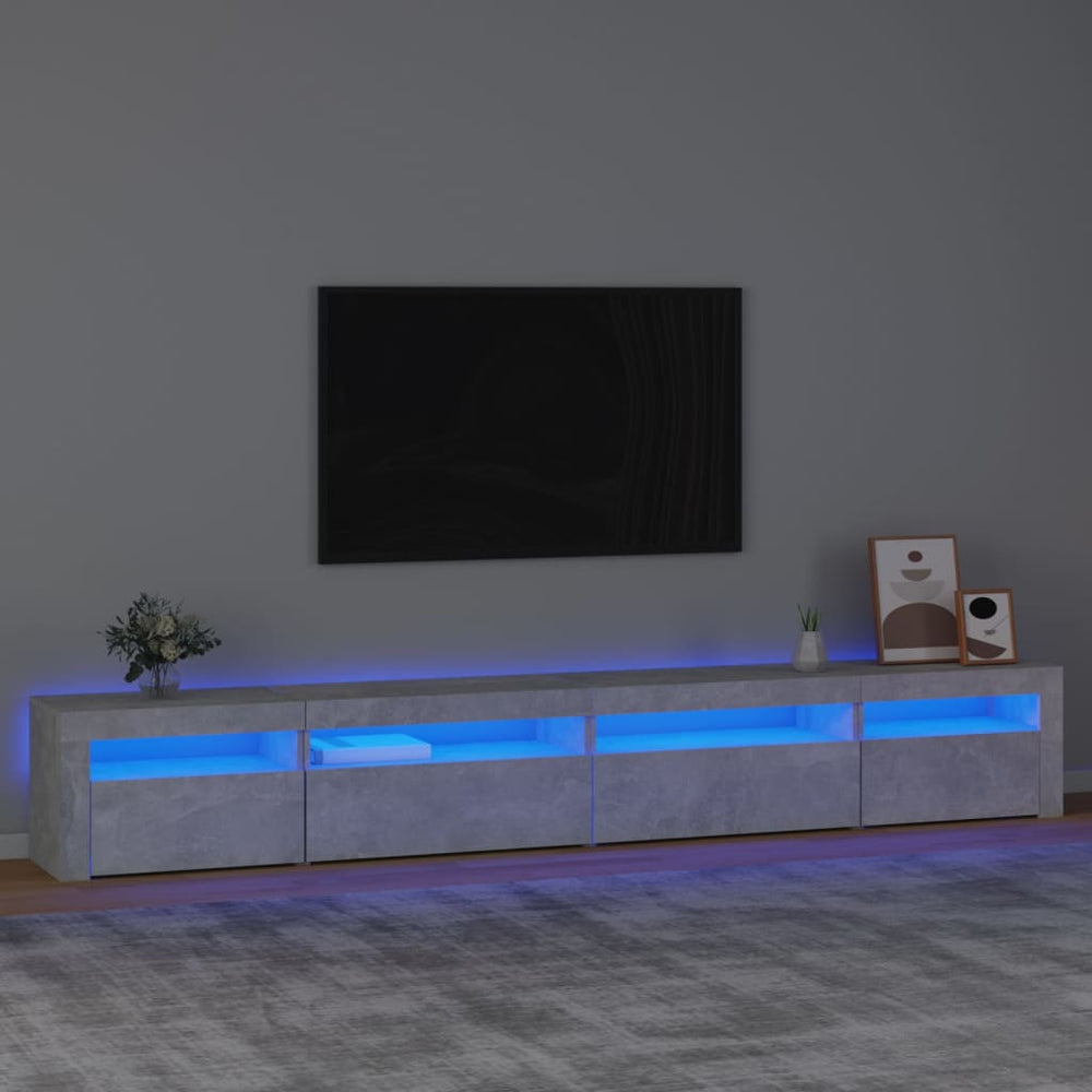 TV spintelė su LED apšvietimu, betono pilka, 270x35x40cm