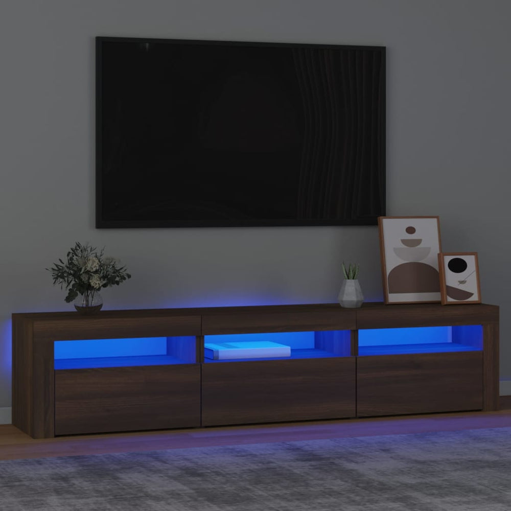 Televizoriaus spintelė su LED, ruda ąžuolo, 180x35x40cm