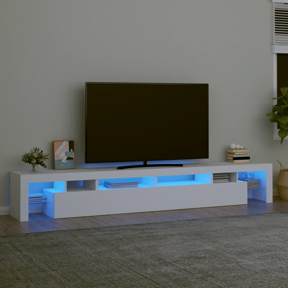 Televizoriaus spintelė su LED apšvietimu, balta, 260x36,5x40cm