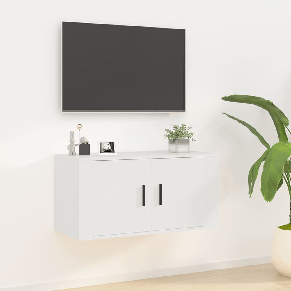 Sieninė televizoriaus spintelė, balta, 80x34,5x40cm