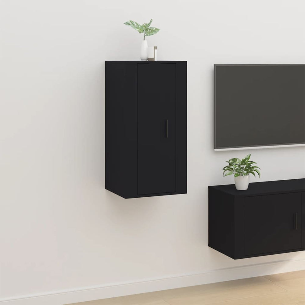 Sieninė televizoriaus spintelė, juoda, 40x34,5x80cm