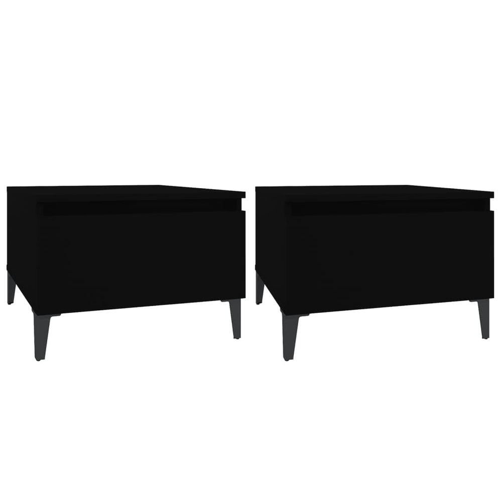 Šoniniai staliukai, 2vnt., juodi, 50x46x35cm, apdirbta mediena